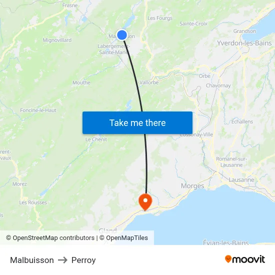 Malbuisson to Perroy map