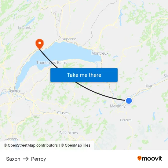 Saxon to Perroy map