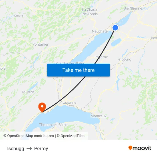 Tschugg to Perroy map