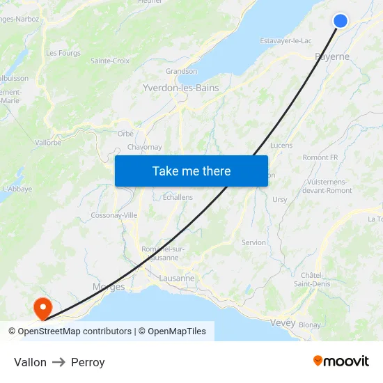 Vallon to Perroy map