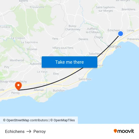 Echichens to Perroy map