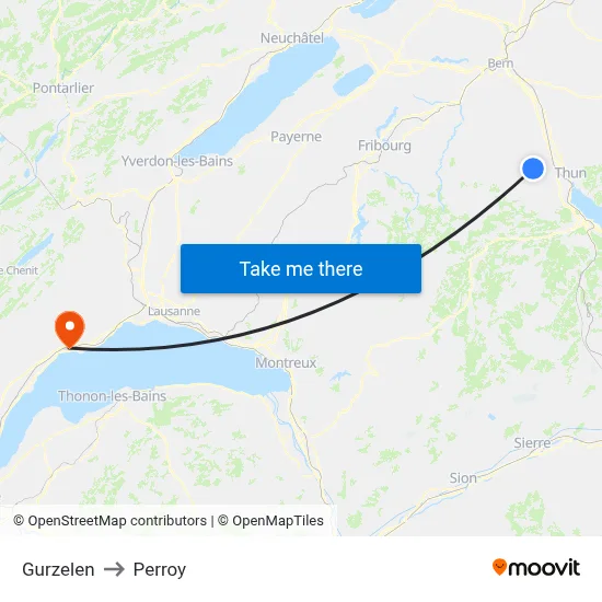 Gurzelen to Perroy map