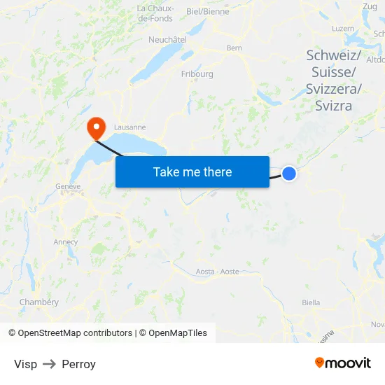 Visp to Perroy map