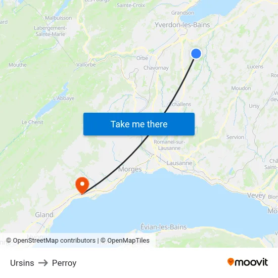 Ursins to Perroy map