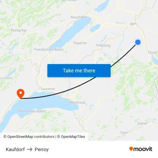 Kaufdorf to Perroy map