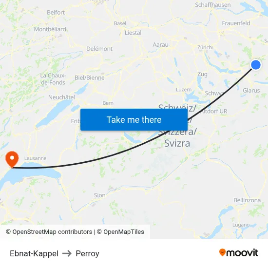 Ebnat-Kappel to Perroy map