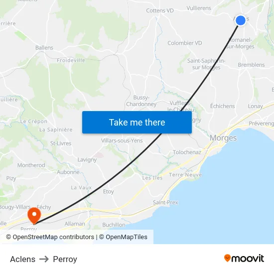Aclens to Perroy map