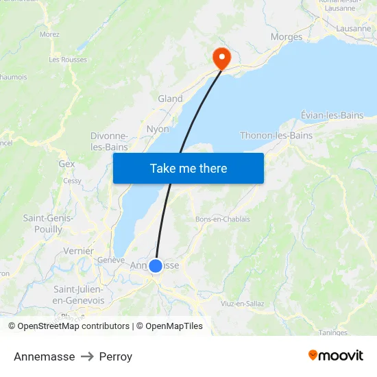 Annemasse to Perroy map