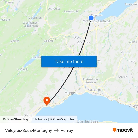 Valeyres-Sous-Montagny to Perroy map