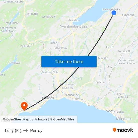 Lully (Fr) to Perroy map