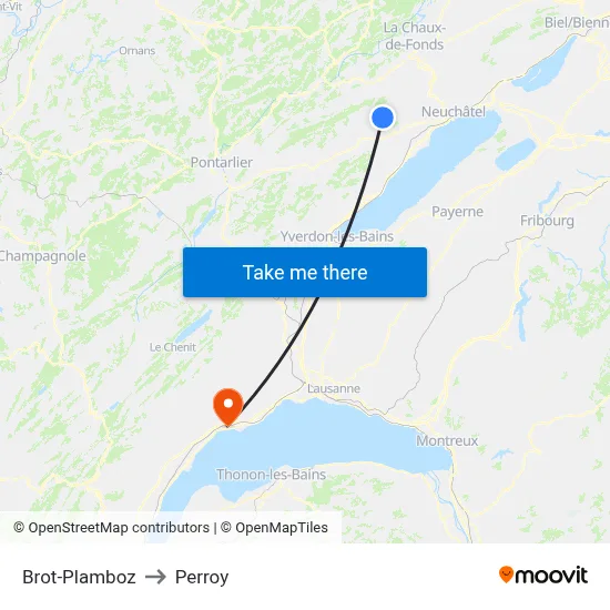 Brot-Plamboz to Perroy map