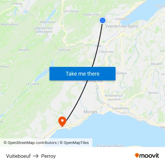 Vuiteboeuf to Perroy map
