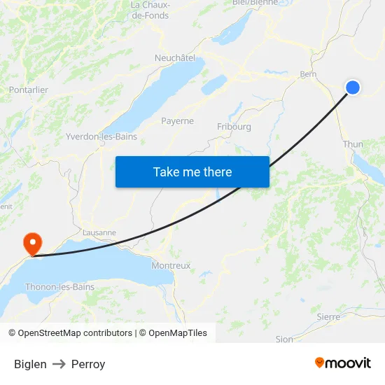 Biglen to Perroy map