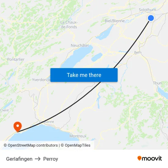 Gerlafingen to Perroy map