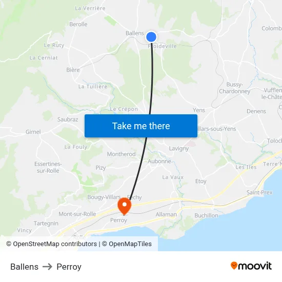 Ballens to Perroy map