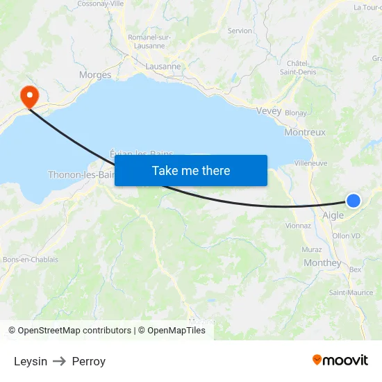 Leysin to Perroy map