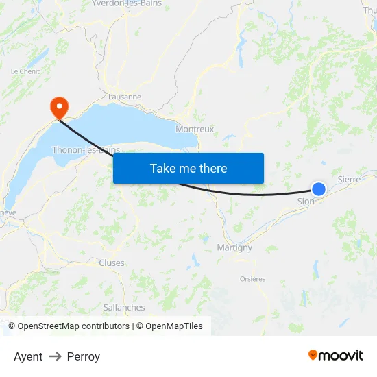 Ayent to Perroy map
