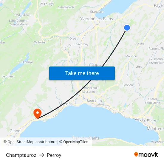 Champtauroz to Perroy map