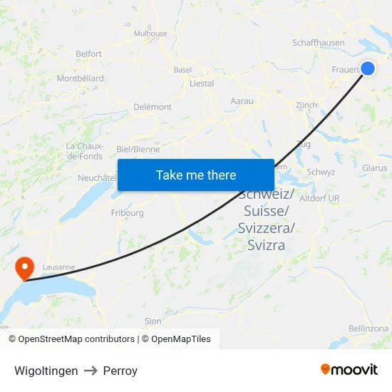 Wigoltingen to Perroy map