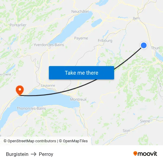 Burgistein to Perroy map