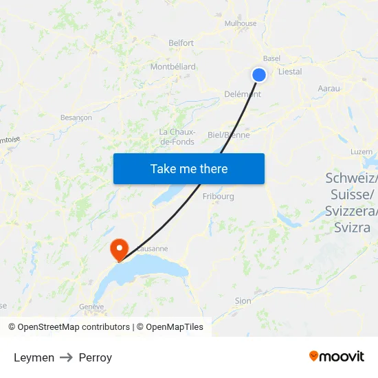 Leymen to Perroy map