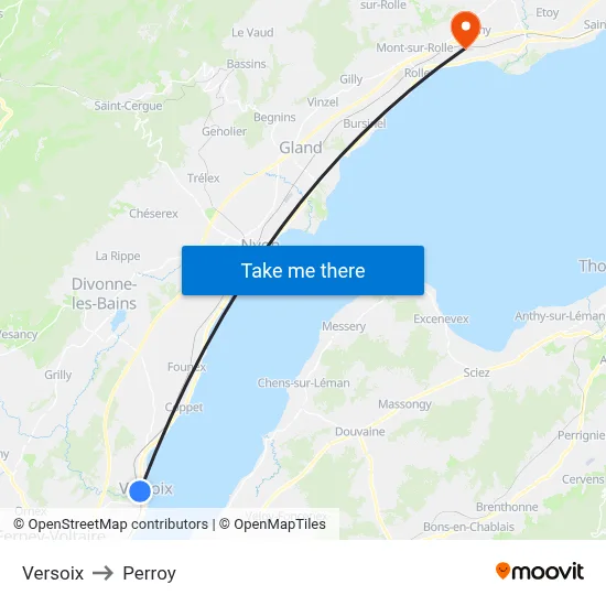 Versoix to Perroy map
