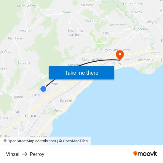 Vinzel to Perroy map