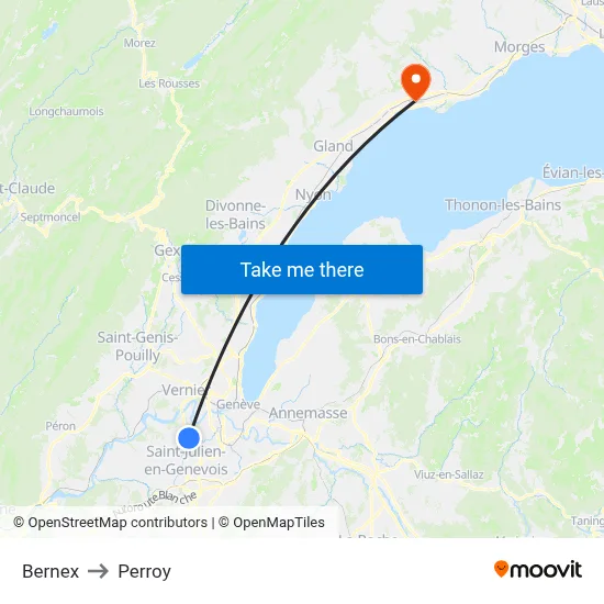 Bernex to Perroy map