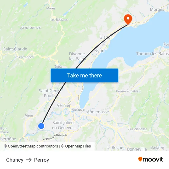 Chancy to Perroy map
