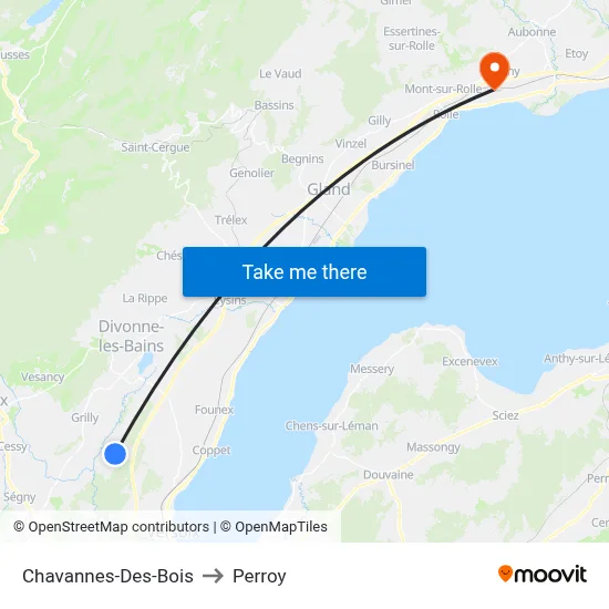 Chavannes-Des-Bois to Perroy map