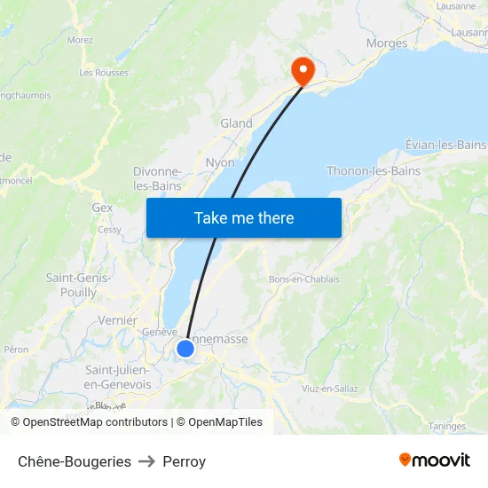 Chêne-Bougeries to Perroy map