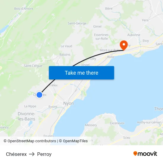 Chéserex to Perroy map