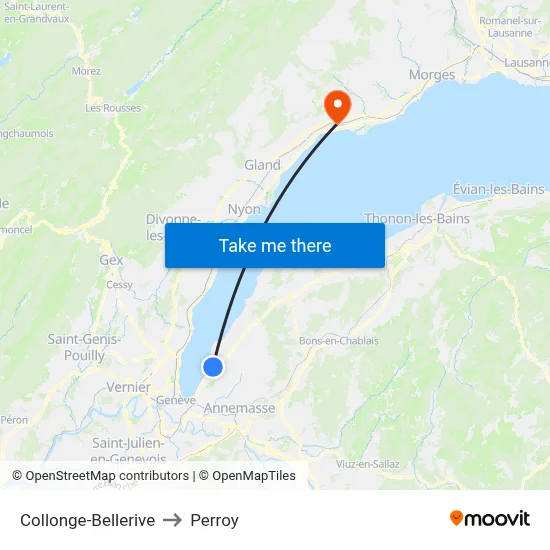 Collonge-Bellerive to Perroy map