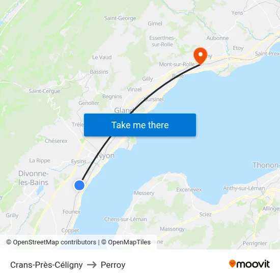 Crans-Près-Céligny to Perroy map