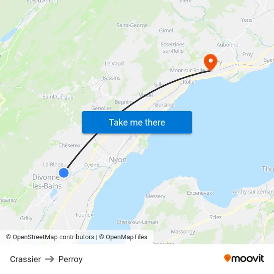 Crassier to Perroy map