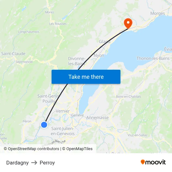 Dardagny to Perroy map