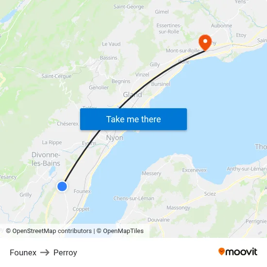 Founex to Perroy map