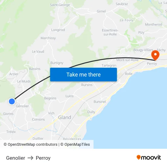 Genolier to Perroy map