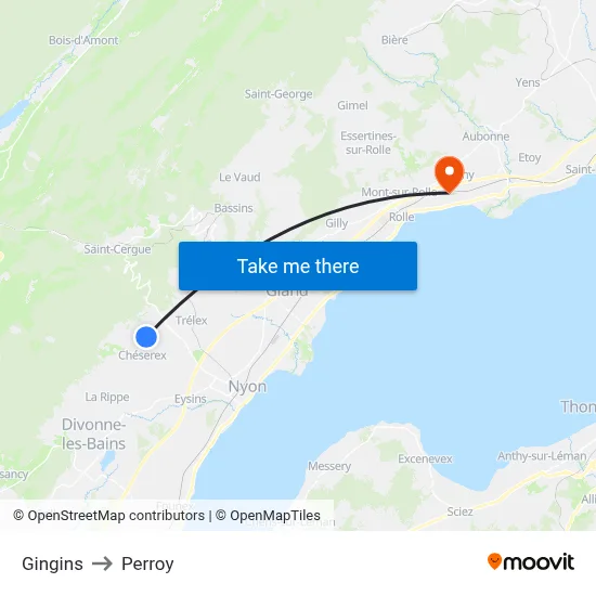 Gingins to Perroy map