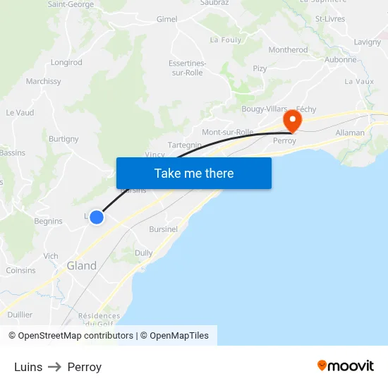 Luins to Perroy map
