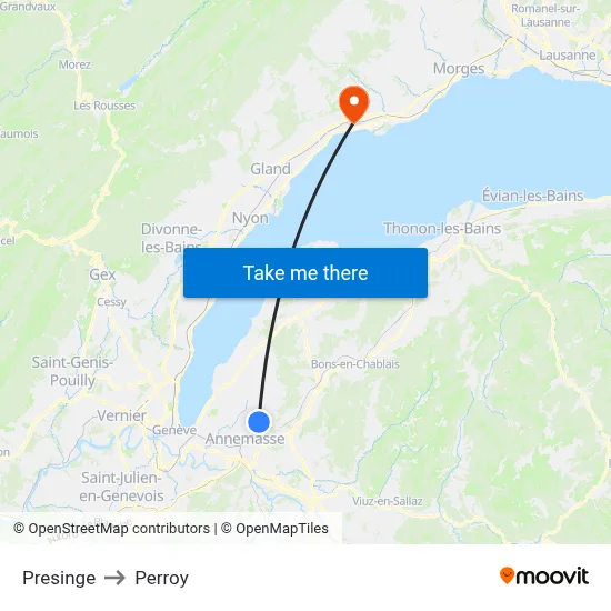 Presinge to Perroy map