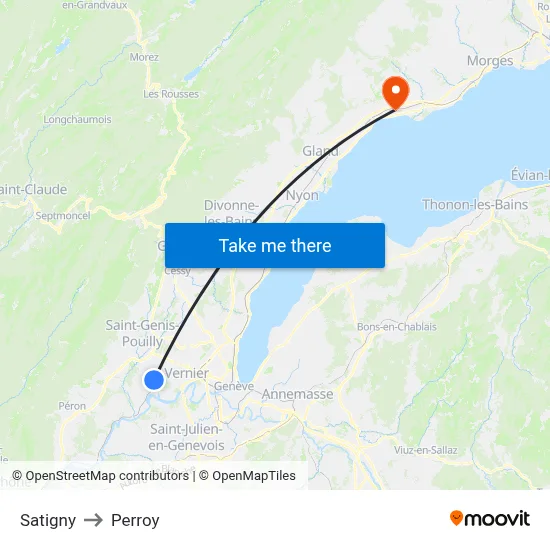 Satigny to Perroy map