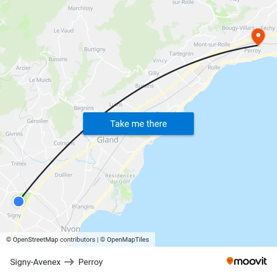 Signy-Avenex to Perroy map