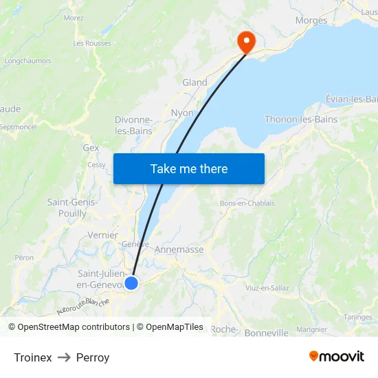 Troinex to Perroy map