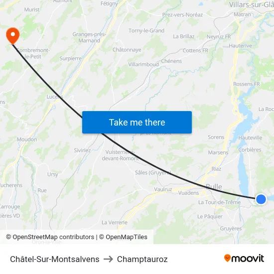 Châtel-Sur-Montsalvens to Champtauroz map