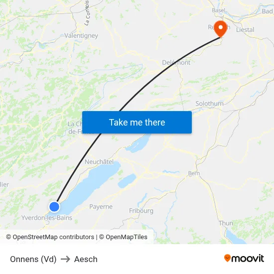 Onnens (Vd) to Aesch map