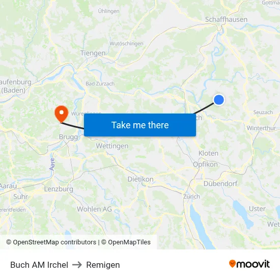 Buch AM Irchel to Remigen map