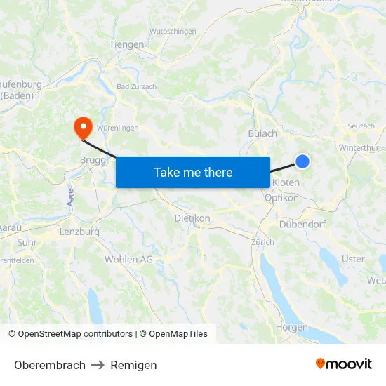 Oberembrach to Remigen map