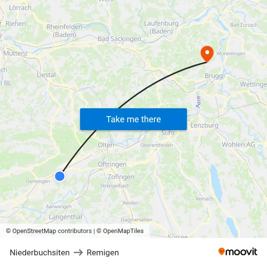 Niederbuchsiten to Remigen map
