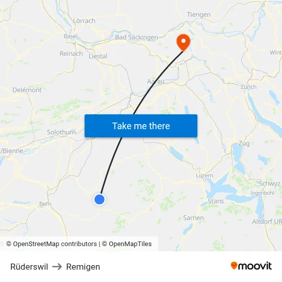 Rüderswil to Remigen map